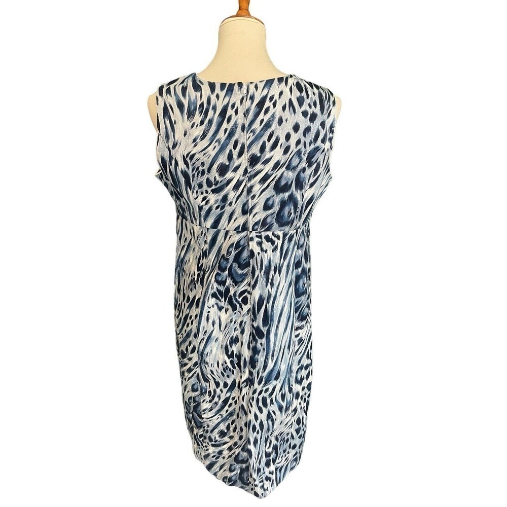 Courtenay Leopard Sheath Dress Blue Size 12 Sleeveless NWT - Picture 3 of 8
